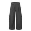 Pantalones casuales holgados para hombre con diseño de cinturón y silueta plisada, estilo callejero americano, sensación de alta gama, pantalones de pierna ancha de color liso