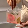 Estilo Ins Popular Criativo Bolsa de Mão Copo de Bebida com Saquinho de Chá de Limão de Vidro Grande Capacidade Copo de Coquetel