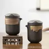 Conjunto de Chá Presente Conjunto de Chá Portátil para Viagem Zisha Vidro Copo Rápido Copo de Justiça Uma Panela Seis Copos Separação de Água e Chá Conjunto Completo