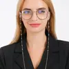 Joias de Moda Europeias e Americanas Transfronteiriças Simples Metal Quadrado Pérola Corrente para Óculos Pendurada no Pescoço Anti-Queda Corda para Óculos Acessórios para Óculos