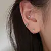 Brincos de Prata 925 Esterlina com Formato de Cruz Redonda e Diamantes Coloridos com Fecho de Rosca para Mulheres Simples Exquisitos Versáteis Joias para Orelha