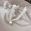 Colar Trançado de Pérolas Cravejado com Diamantes Design Coreano Colar com Pingente de Pérola Elegante e Moderno Celebridade da Internet Colar de Contas Colar