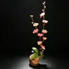 Empratamento de Banquete Rural Estilo Chinês com Flores e Plantas Artificiais, Decoração de Bandeja Artística para Hotel, Embelezamento Criativo de Pratos Frios e Sashimi com Flores Pequenas