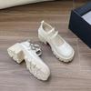 Zapatos Mary Jane de Cuero con Plataforma y Tacón Grueso para Mujer, Zapatos de Boca Baja con una Sola Correa de Estilo Francés Retro de Tacón Alto, Primavera 2026