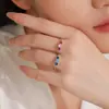 Anillo de Plata de Ley S925 Nuevo Zirconio Azul Degradado para Mujer Diseño Clásico Simple Índice Anillo Más Vendido Europeo y Americano