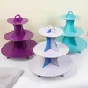 Suporte de Bolo de Aniversário de Três Camadas Suporte de Bolo para Festa de Aniversário Bandeja de Prato de Bolo Bandeja de Copo de Papel