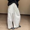 ¡Recomienda clase Chao! Pantalones Blancos de Pierna Ancha con Forma de Cubo para Mujer, Verano, Delgados, con Cordón en la Cintura, Primavera, Protección Solar, Casual, Largos