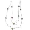 NK-223 Cadena de oro negro con cuentas cuadradas, cadena de cobre bicolor, collar largo de cristal de doble capa, joyería de cadena de lana apilada japonesa y coreana