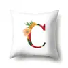 Funda de almohada de poliéster estampado de flor acuarela decoración de coche 26 letras inglesas funda de cojín para el hogar QTB14