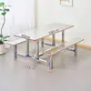 Mesa y Sillas de Comedor para Personal de Fábrica Escolar y Comedores de Supermercado Juego Integrado de Mesa y Sillas de Acero Inoxidable para 4, 6, 8 Personas