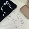 Collar de Perlas Imitación Barroca con Forma Especial de Gipsofila Cadena para Suéter de Nicho de Alta Gama para Mujer Collar Apilado Cadena para Clavícula