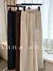 Calça de Linho de Cintura Alta Wide Leg, Solta e Fluida, Estilo Preguiçoso, Calça Casual Reta Fina Comprida