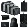 Bolsa de almacenamiento para viajes transfronterizos, set de neceser, bolsa de almacenamiento organizadora de ropa para equipaje de siete piezas, bolsa de almacenamiento de viaje