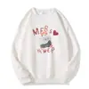 Moletom Espesso com Forro de Fleece e Gola Redonda, Novo Outono e Inverno Desenho Animado Gato Fofo Casual Roupa Externa Versátil Solta Top Jaqueta
