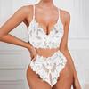 Fabricante Europeo y Americano de Lencería Sexy al Por Mayor Encaje Calado Transparente Abierto Pecho Grande Conjunto de Dos Piezas de Tres Puntos