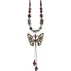 Colar Borboleta Estilo Retrô Boêmio para Mulheres, Estilo Étnico, Nova Corrente Longa para Suéter Estilo Chinês, Acessório de Pescoço de Alto Padrão