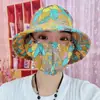 Nuevo sombrero floral primavera y verano para mujer sombrero con visera protectora solar integrado sombrero para cubrir la cara máscara anti-ultravioleta sombrero de sol sombrero a prueba de viento