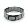 Pulseira Magnética de Terapia de Perda de Peso Europeia e Americana, Pedra Redonda Preta, Hematita Magnética, Pulseira Elástica para Cuidados com a Saúde