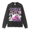 Camiseta Vintage Hip-Hop Chris Brown Chris Brown Estampada de Manga Curta Moletom Pesado com Capuz de Manga Longa