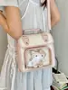 Bolsa ita transparente para mujer, adecuada para uso diario, se puede llevar cruzada o como mochila, capacidad pequeña para snacks, adecuada para estudiantes y trabajadores de oficina, con gran capacidad para insignias, elegante y a la moda