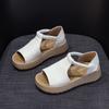 Camada superior couro de vaca sapatos de mãe sandálias superfície macia sola macia confortável combina com tudo sapatos femininos de meia-idade sandálias de verão de bico aberto antiderrapantes resistentes ao desgaste