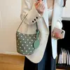 Bolso de Mano Bolso Cruzado al Hombro Estilo Coreano Simple Retro Textura Mate Bolso Cubo para el Trabajo Otoño Temprano Nuevo Lunares