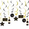 Decoraciones Fiesta de Año Nuevo 2027 Copas de Vino de Estrella Fuegos Artificiales Adornos Colgantes Espirales Decoraciones de Nochevieja Escolares Amazon