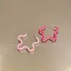 Pendientes de Pintura de Flores con Degradado Azul para Mujer, Pendientes Dulces de Verano con Corazón Girly, Pendientes Exquisitos de Nicho Dopamina