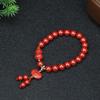 Pulseira de Areia Imperial de Cinábrio Mineral Cru Feita à Mão com Contas DIY Círculo Único Estilo Chinês Joia de Pulseira de Cinábrio para Homens e Mulheres