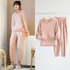 Pantalones de Linterna de Hada de Coral Polar Cálidos Conjunto de Suéter con Capucha Otoño e Invierno Casual Talla Grande Holgado Ropa Exterior Ropa para el Hogar