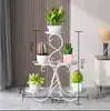 Soporte de Flores de Hierro Forjado Estilo Europeo, Estante de Almacenamiento de Múltiples Niveles, Soporte de Flores de Pie para Balcón, Sala de Estar Interior, Cesta Colgante para Plantas Verdes, Maceta