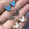 Pendientes Pequeños de Mariposa de Alta Gama Van Gogh, Gruesamente Chapados en Oro Rosa de 18 Quilates, Pendientes de Ágata Versátiles, Fabricante de Pendientes de Nicho de Lujo Ligero