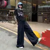 26 Pantalones anchos retro americanos sueltos con efecto de caída, largos hasta el suelo, jeans rectos versátiles para mujer, pantalones largos nuevos de primavera-verano, extra largos