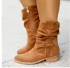 Novo Produto Outono/Inverno 2026: Botas Femininas Suede Baixo Corte Baixo Estilo Comércio Exterior Wish, Tamanhos 40-43