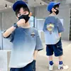 Camiseta de Manga Corta con Degradado de Marca de Verano de Moda para Niños 2026 Nuevo Estilo Camiseta Transpirable de Algodón Puro para Niño Top