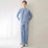 Suéter casual simple de punto fino a rayas retro 100% cachemira pura, prenda básica de punto hecha con hilo Consinee, cachemira para mujer
