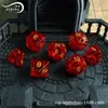 Dados de mesa Dungeons & Dragons 7 piezas juego completo multi-cara rojo explosivo cristal DND RPG dados de cristal