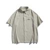 Roupas Vintage Tendência Verão 2025 Marca Simples Bolso Bordado Trabalho Camisa Manga Curta Unissex Solta Manga Média