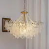 Candelabro de cobre puro estilo francés de lujo ligero para sala de estar, lámpara acogedora estilo crema elegante y moderna para dormitorio, lámpara de techo creativa de perlas para el hogar