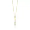 Collar Largo de Tira Simple y Elegante para Mujer, Chapado en Plata de Ley 925 con Oro de 18 Quilates, Colgante Graduado de Zirconia, Cadena Geométrica para Clavícula