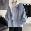 Abrigo falso de dos piezas primavera y otoño marca de moda coreana holgado para todo combinar chaqueta con capucha estilo Hong Kong pareja abrigo casual