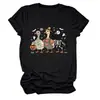 Amazon eBay Loja Independente Casual Divertido Feminino Três Patos de Halloween Múmia Fazendeiro Gola Redonda Manga Curta