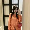 Casaco suéter feminino de estilo casual com bolsos, grosso, novo modelo de outono e inverno, caimento solto, top cardigã de tricô 100% algodão para o dia a dia