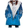 Abrigo trench de mujer nuevo de 2023 de venta caliente transfronteriza invierno engrosado estilo europeo y americano patrón navideño abrigo con capucha lote