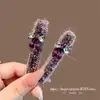 Pinza para el cabello de lana morada coreana con lazo y adornos pesados de pedrería, Pinza para el cabello de flecos de alta gama, Accesorio para el cabello Bb Hair Clip