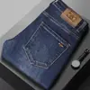 Jeans Preto de Marca Italiana de Luxo para Homens, Forrado com Lã, Novo Estilo Outono e Inverno 2025, Corte Reto Slim Fit, Calça Casual Afunilada
