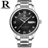 Reloj de Hombre Auténtico Rui Zhi Yuan con Correa de Acero Inoxidable, Reloj de Pulsera Resistente al Agua, Cuero Genuino, Reloj Mecánico Automático Esqueleto para Hombre