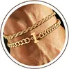 Pulseira Cuban Twist de Aço Inoxidável com 26 Letras para Comércio Exterior Transfronteiriço, Joia Fashion e Ajustável
