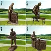 Escultura de Resina Imitación Cobre Fibra de Vidrio Cultura del Té Jardín de Té Personaje Recolector de Té Escultura de Piso Exterior de Agricultura
