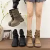 Botas western de tacón grueso apilado en color marrón para mujer, botines de vaquero, nuevas botas de pantalón de otoño 2026, botas Maillard Martin
